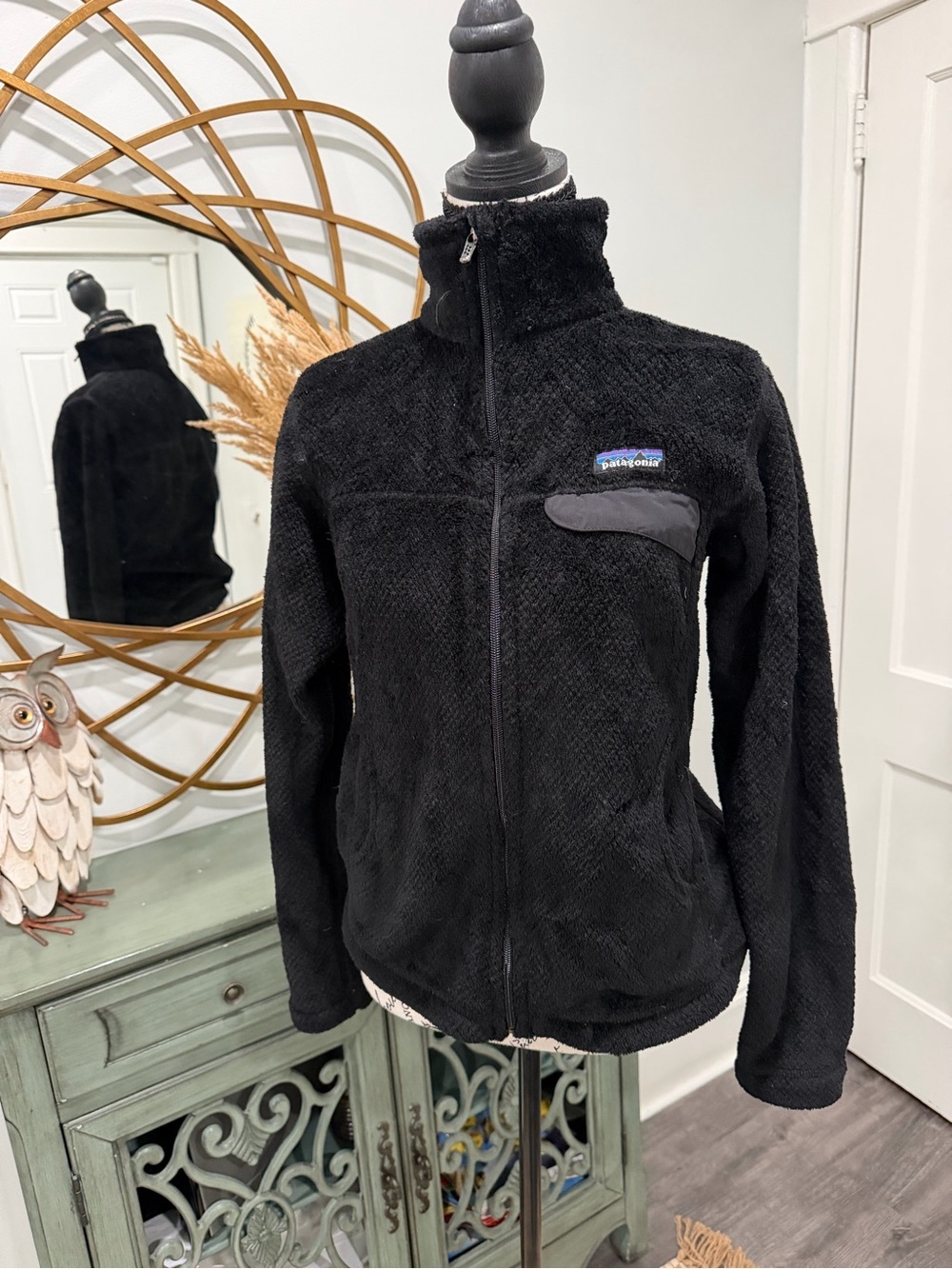 Patagonia Black Teddy Fleece Jacket with Chest Pocket